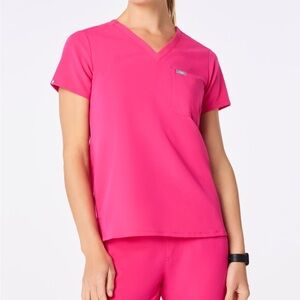 Figs scrub top: shocking pink